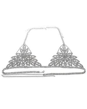 Sutiã de Strass Luxo Prata – Top Brilhante para Festa e Balada - Coleção Gold