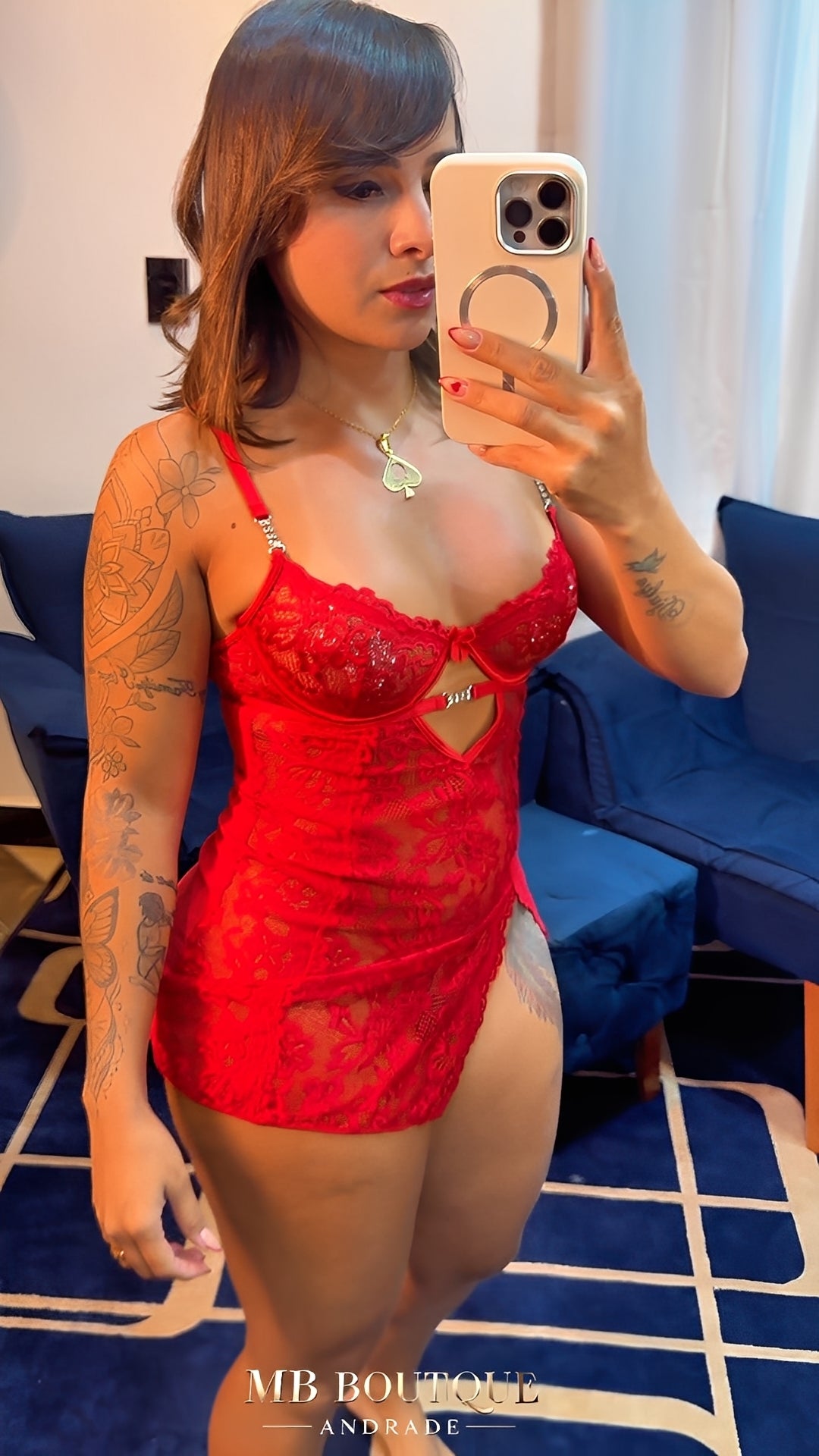 Camisola Sensual Preta, Vermelho com Fenda, Renda Floral e Aro – Lingerie com Transparência para Noite Romântica