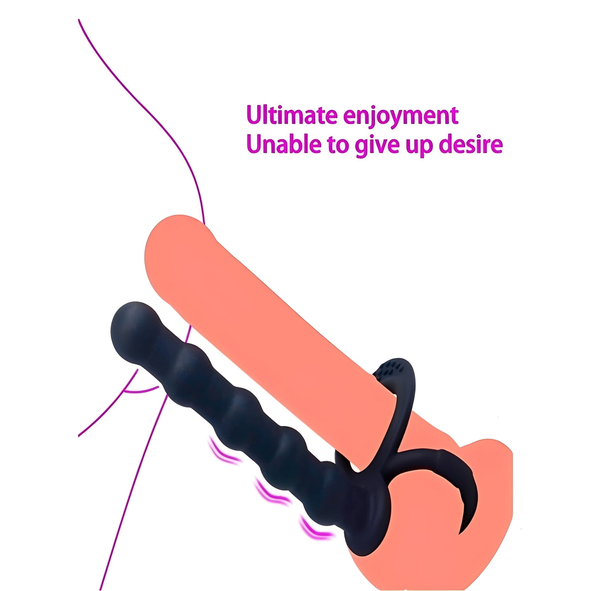 Colar Peniano Preto com Estimulador Anal - Silicone Macio para Dupla Penetração
