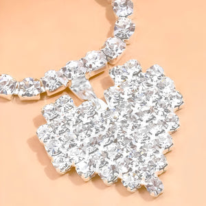 Cinto de Strass Prata - Duplo com Pingente de Coração – Ajustável e Sofisticado