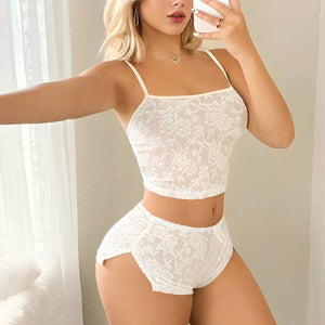 BabyDoll Branco, Rosa Romântico com Laços e Recortes Sensuais - Lingerie Feminina Confortável e Charmosa - P ao GG -