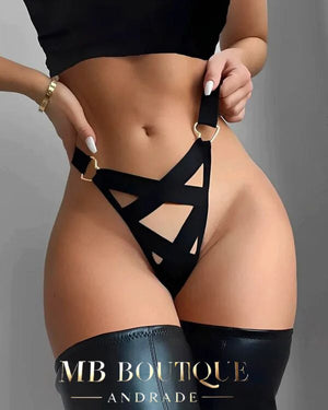 Conjunto Impacto em Renda e Tiras – Top + Calcinha Exclusiva P ao GG