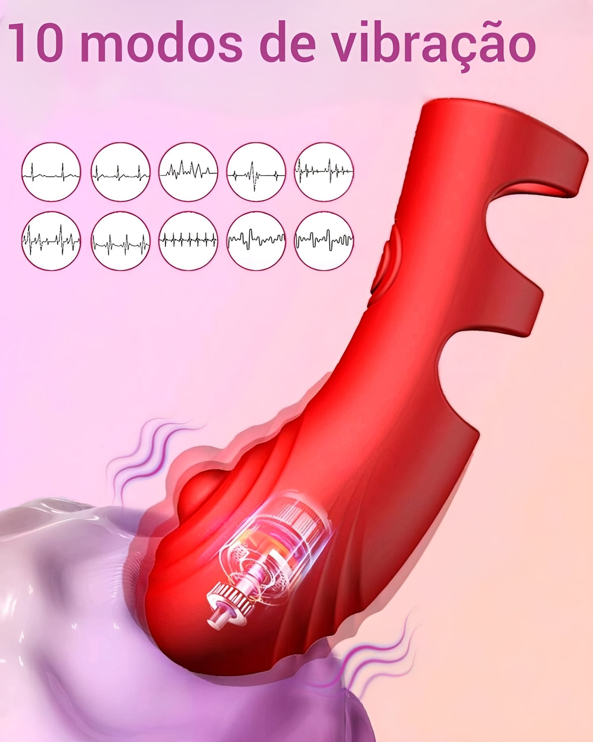 Vibrador de Dedo Multiuso em Silicone Vermelho – Estimulador Clitoriano, Anal e Ponto G Recarregável