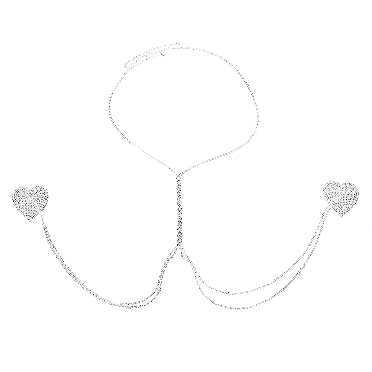 Tapa-Seios com Corrente Sensual e Corações em Strass – Coleção Gold