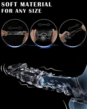 Extensor Transparente com Vibração - Toque Macio, Tamanho Extra e Experiência Intensa