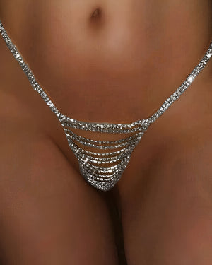 Calcinha Corrente com Strass – Coleção Gold | Lingerie Joia de Luxo - Para noites ousadas