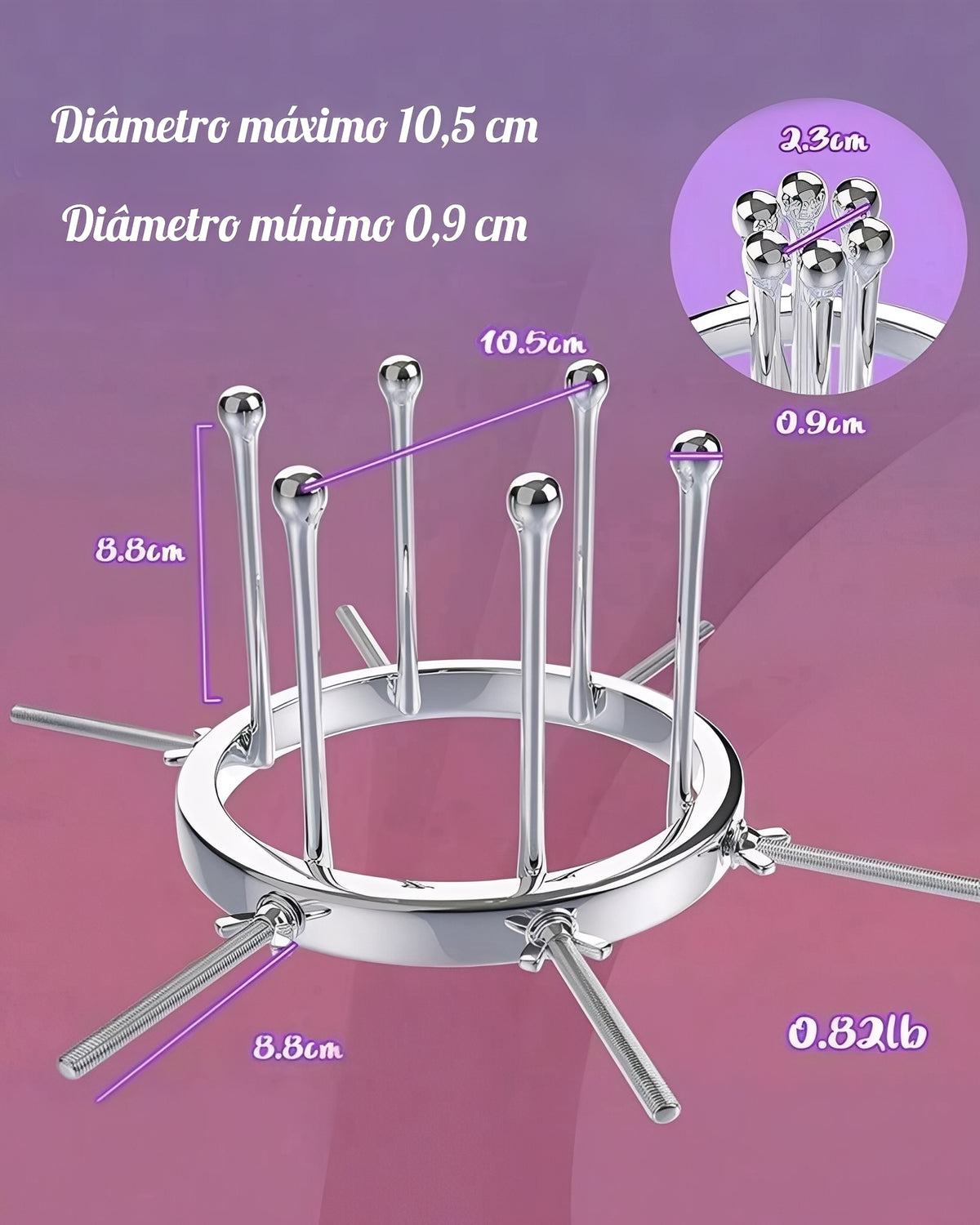 Dilatador Anal e Vaginal Ajustável em Aço Inoxidável – Expansor BDSM de Metal