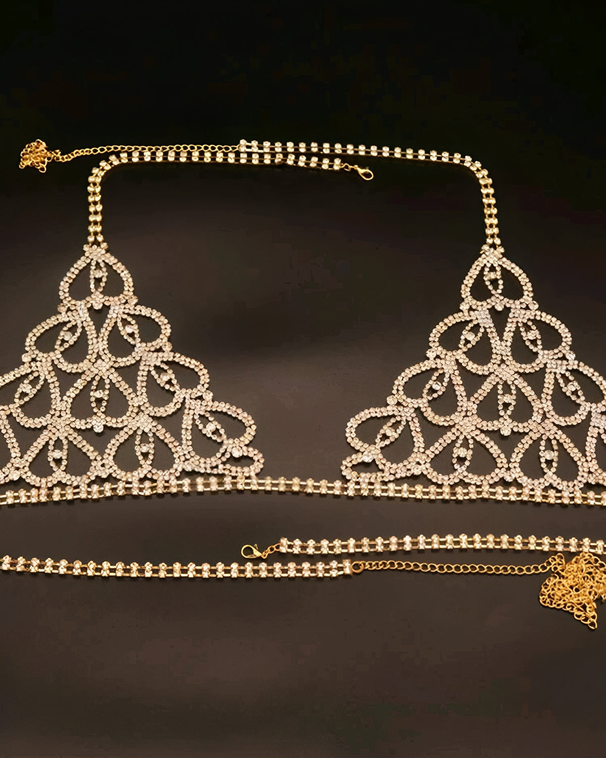 Conjunto Luxo com Strass – Sutiã e Calcinha Sensual (Prata ou Dourado) – Coleção Gold