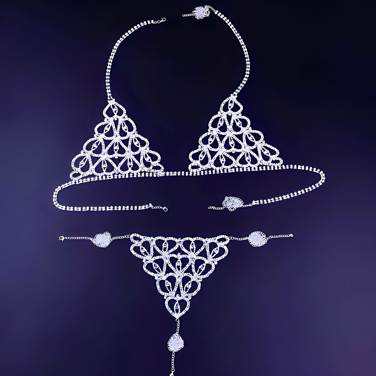 Conjunto Luxo com Strass – Sutiã e Calcinha Sensual (Prata ou Dourado) – Coleção Gold