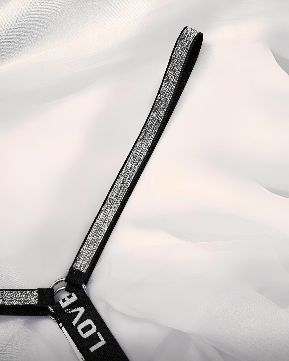 Calcinha Fio Dental Preta com Elástico LOVE em Brilho - Lingerie Sensual Feminina P ao GG