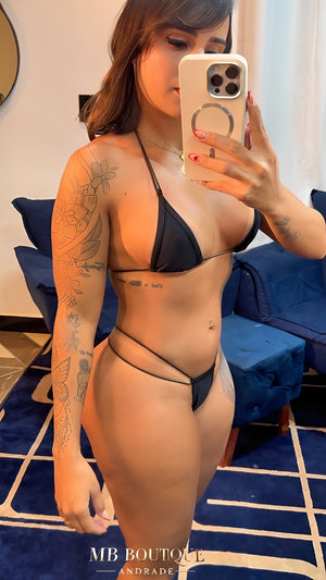 Conjunto Impacto em Renda e Tiras – Top + Calcinha Exclusiva P ao GG