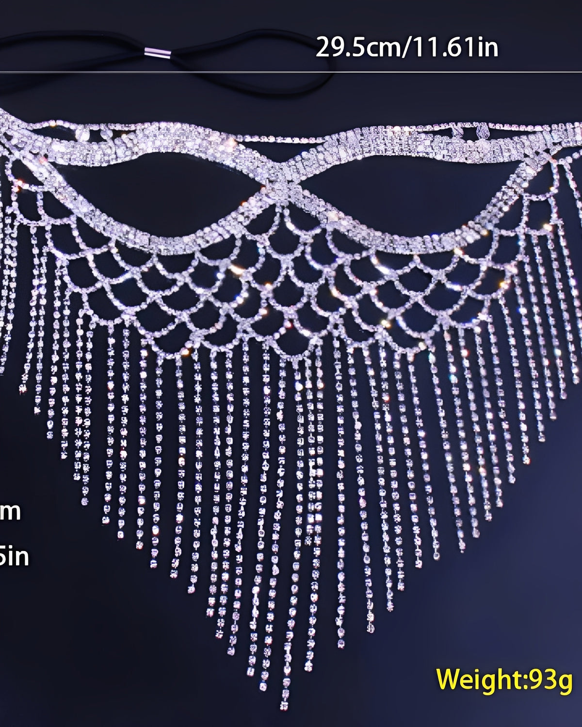 Máscara Veneziana de Luxo em Strass com Franjas Longas – Máscara Sexy e Glamourosa para Festa