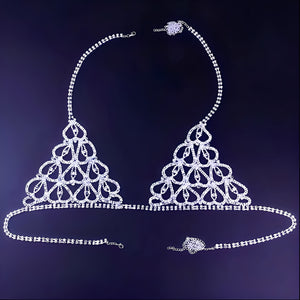 Conjunto Luxo com Strass – Sutiã e Calcinha Sensual (Prata ou Dourado) – Coleção Gold