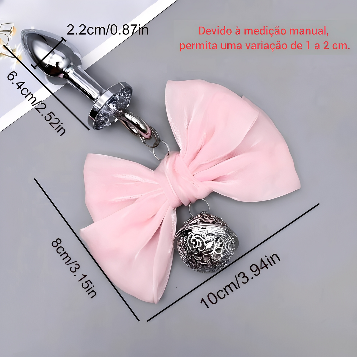 Plug Anal com Laço de Cetim e Pingente – Metal Premium Rosa, Preto e Vermelho | Acessório Sexy e Sofisticado