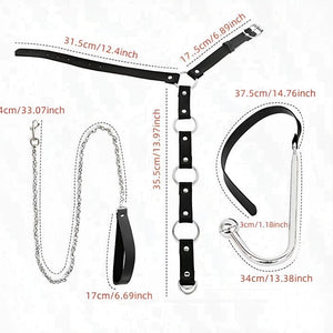 Kit Bondage Preto com Gancho Plug, Coleira e Correntes - Prazer Extremo para Jogos de Dominação