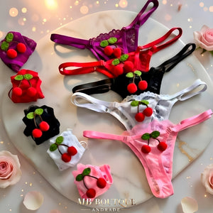 Kit com 5 Calcinhas Fio Dental com Regulagem Lateral Preto, Branco, Vermelho, Rosa Pink e Roxo - Lingerie Sensual Feminina P ao G