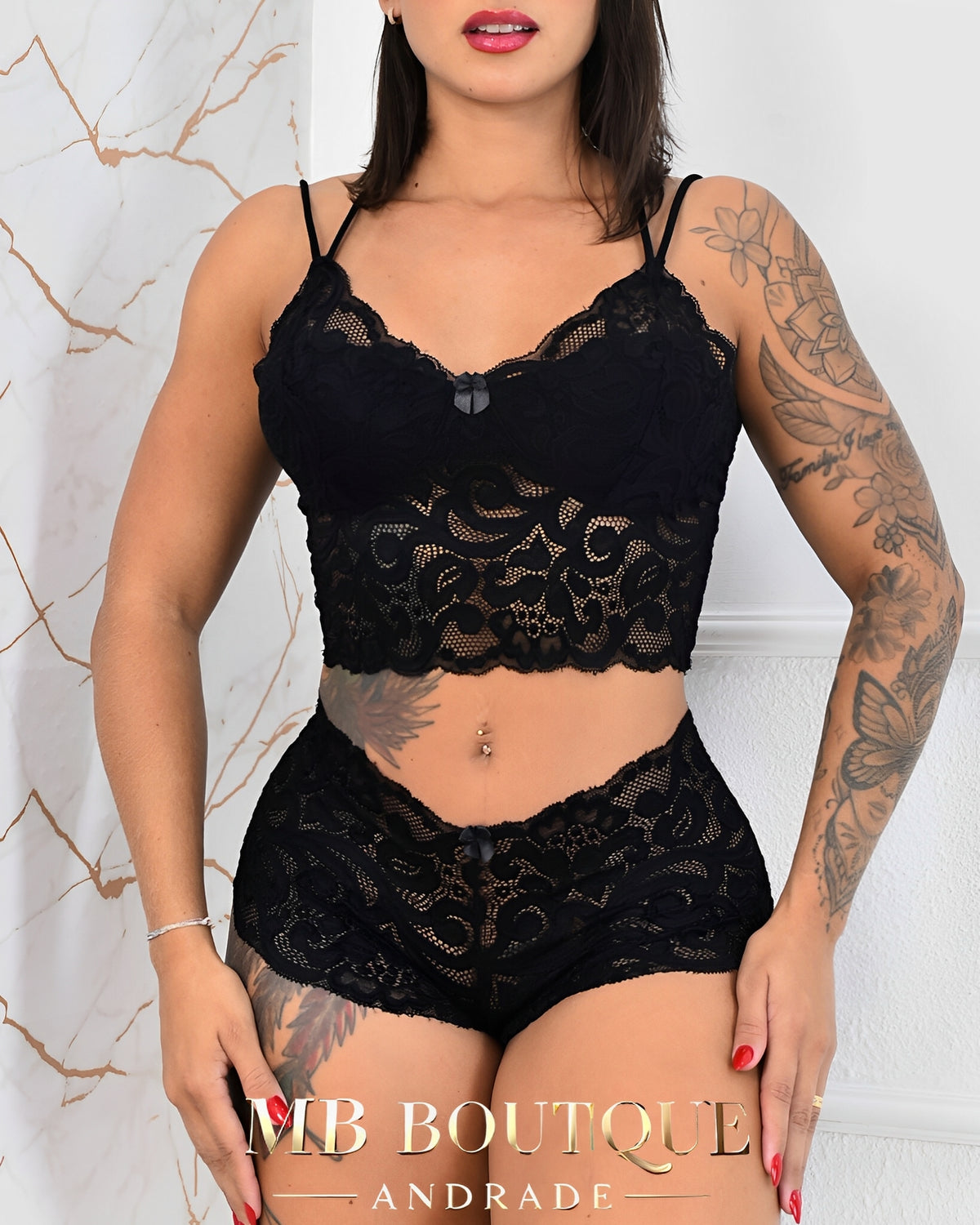BabyDoll Letícia - Renda Preta, Sensual, Clássico e com Modelagem Perfeita - P ao GG