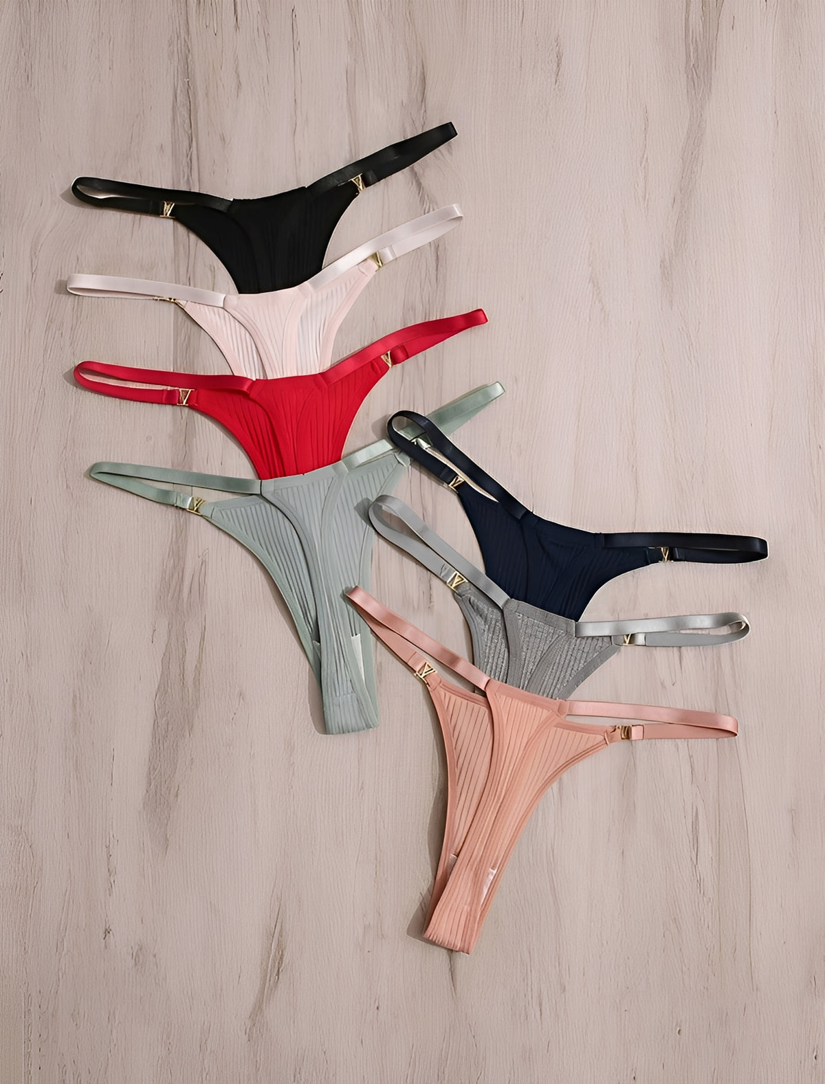 Kit de Calcinhas Fio Dental – 7 Cores Sofisticadas em Tecido Canelado Premium (P ao GG) | Lingerie Sensual