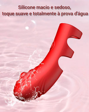 Vibrador de Dedo Multiuso em Silicone Vermelho – Estimulador Clitoriano, Anal e Ponto G Recarregável