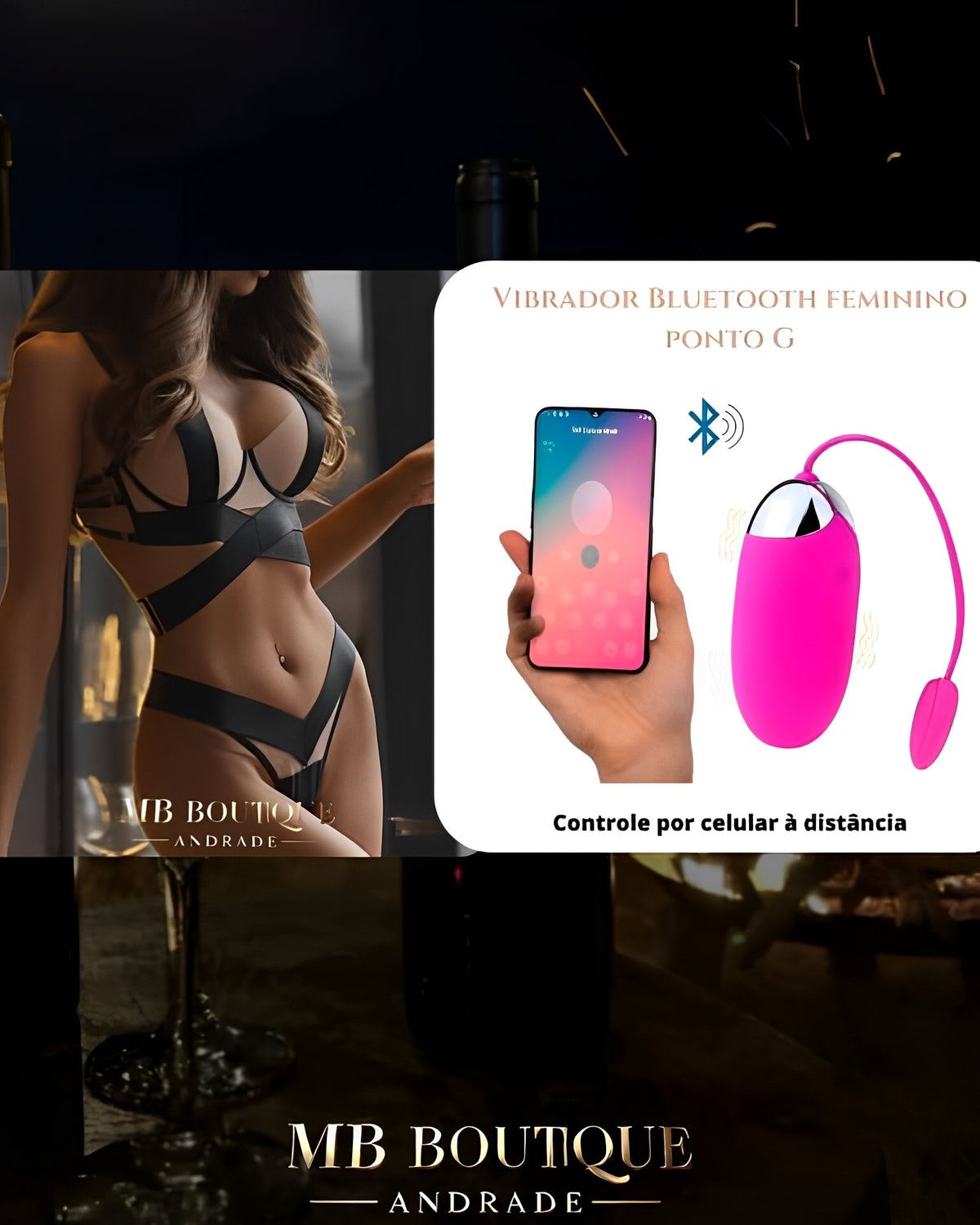 Kit Noite Selvagem na Varanda - Conjunto Transparente + Vibrador Bluetooth com Controle Remoto