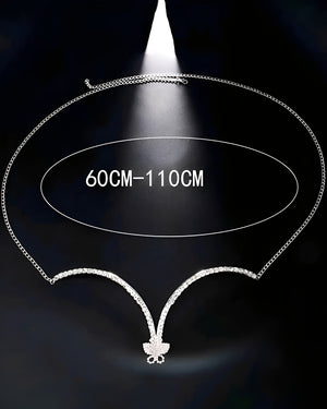 Colar Luxo Prata Feminino com Borboleta em Strass – Acessório Exclusivo e Elegante