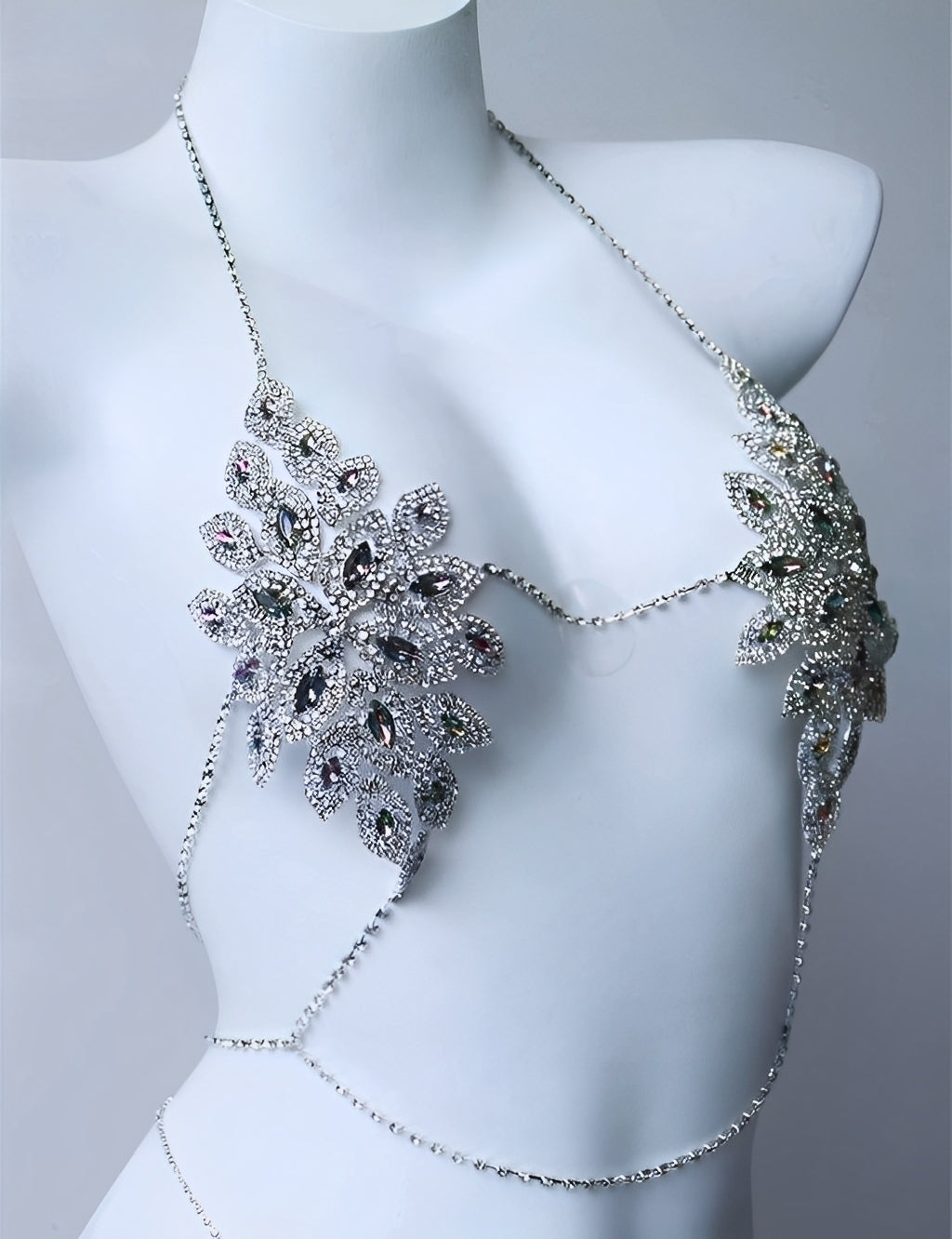 Top Luxo com Strass e Detalhes Multicoloridos – Lingerie Glamourosa para Festa - Coleção Gold