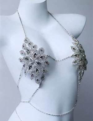 Top Luxo com Strass e Detalhes Multicoloridos – Lingerie Glamourosa para Festa - Coleção Gold