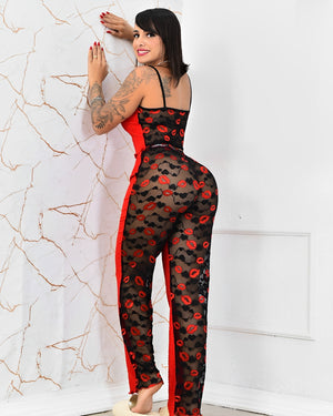 BabyDoll Vermelho Transparente Kiss – Atitude e Conforto para Noites Frias