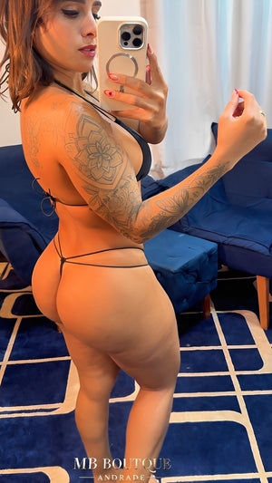 Conjunto Impacto em Renda e Tiras – Top + Calcinha Exclusiva P ao GG