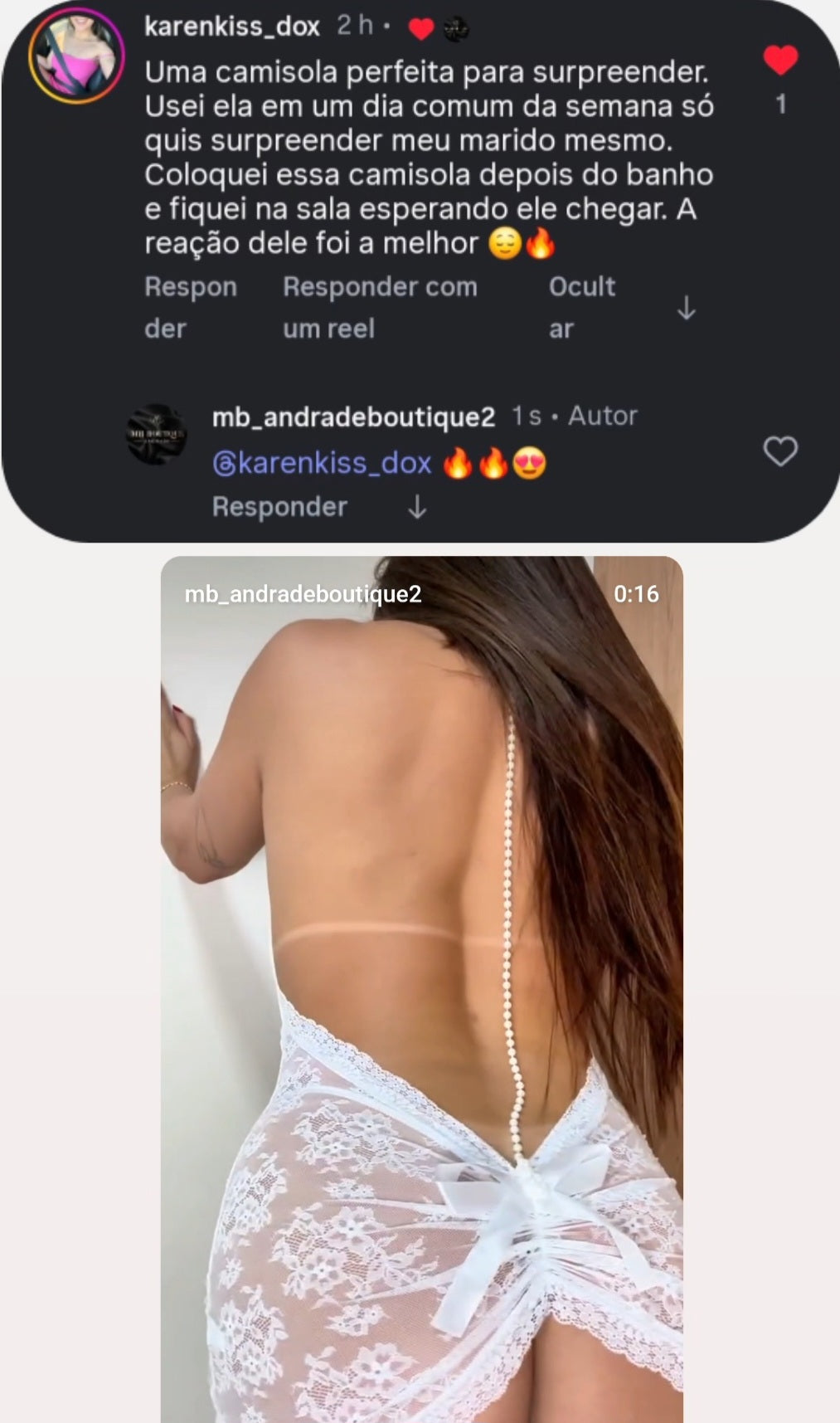 Camisola Branca em Renda Transparente com Pérolas nas Costas – Lingerie Sexy P ao GG para Presente & Noite Especial