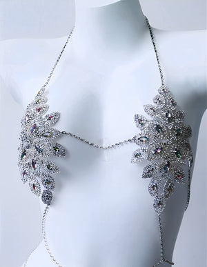 Top Luxo com Strass e Detalhes Multicoloridos – Lingerie Glamourosa para Festa - Coleção Gold