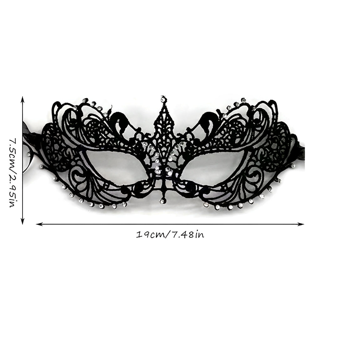 Máscara de Renda Sensual com Strass para Fantasias Eróticas, Festas e Jogos de Sedução