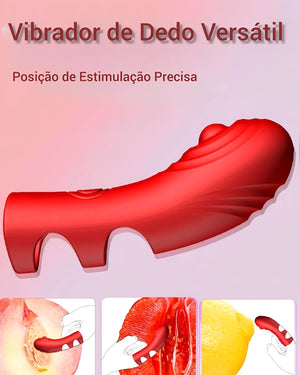 Vibrador de Dedo Multiuso em Silicone Vermelho – Estimulador Clitoriano, Anal e Ponto G Recarregável
