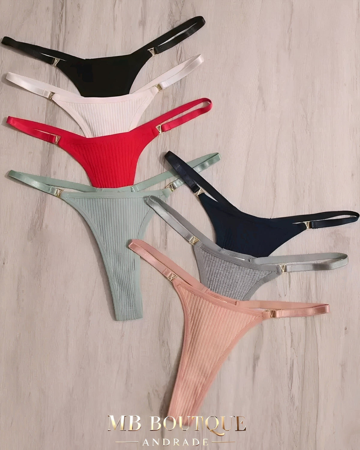 Kit de Calcinhas Fio Dental – 7 Cores Sofisticadas em Tecido Canelado Premium (P ao GG) | Lingerie Sensual