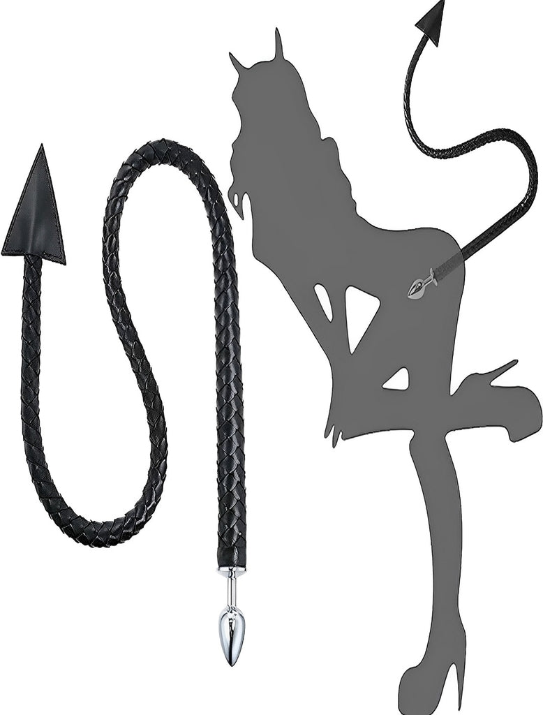 Chicote Erótico Preto com Plug Anal – Fetiche e BDSM para Casais