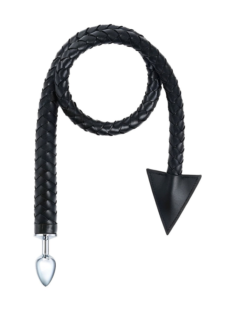 Chicote Erótico Preto com Plug Anal – Fetiche e BDSM para Casais